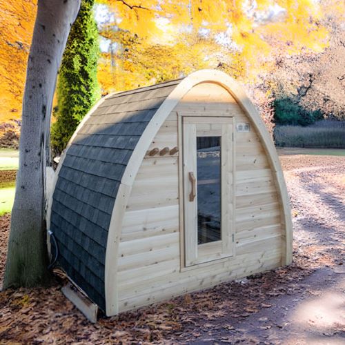 MiniPod Sauna by Dundalk Leisurecraft Outdoor in Leaves Lifestyle View
