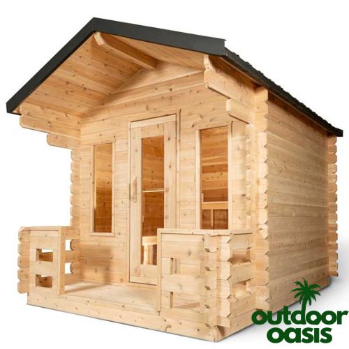 6-Person-Georgian-Cabin-Sauna-with-Porch-Front-Side-View-with-White-Background