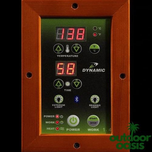 Dynamic-Lugano-3-Person-Infrared-Sauna-Closeup-View-of-Control-Panel