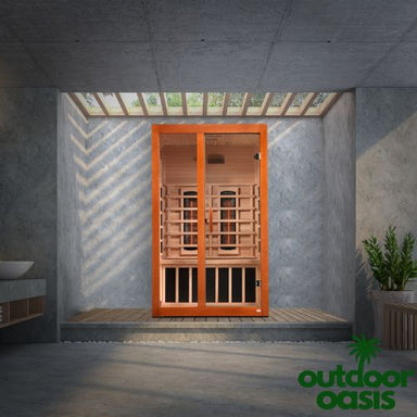 Dynamic Santiago 2 Person Full-Spectrum Indoor Infrared Sauna Front Side View in Home