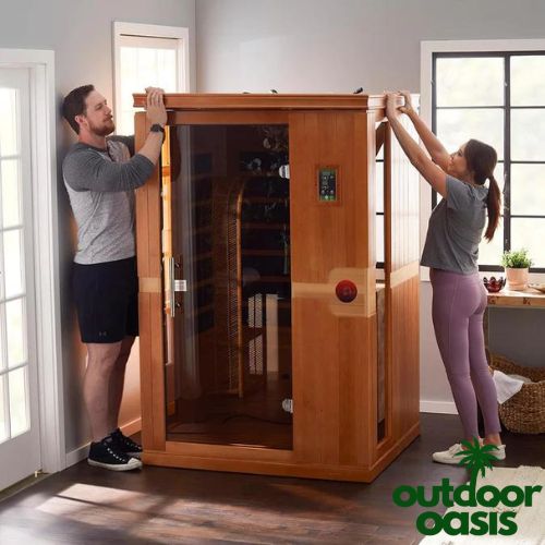 Venice-2-Person-Infrared-Sauna-Being-Built-by-a-Couple