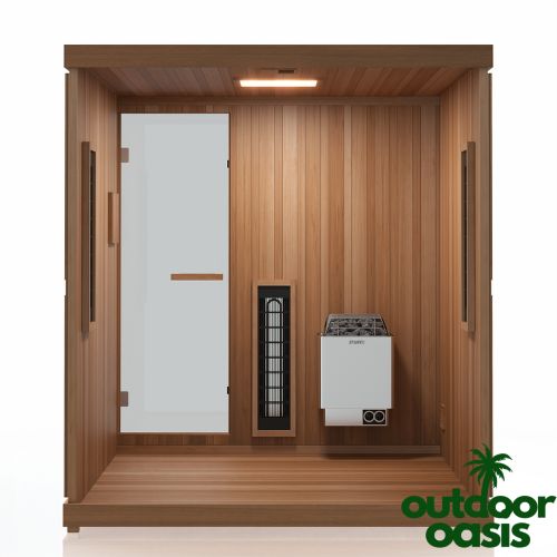 4-Person-Trinity-XL-Hybrid-Sauna-Backside-Open-View-of-Steam-Heater-and-Infrared-Elements