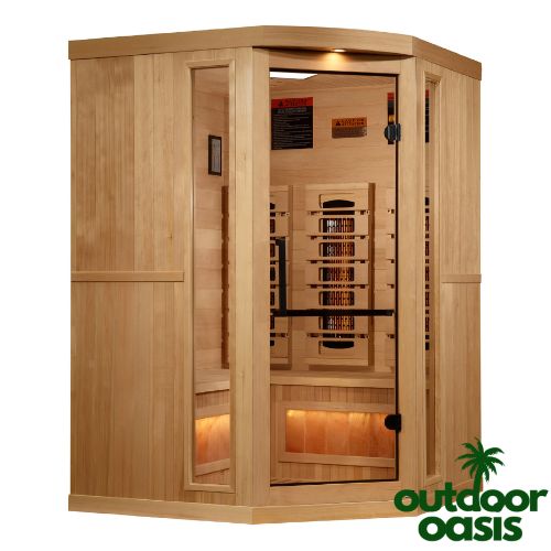 Golden Designs 3 Person Corner Full-Spectrum Infrared Sauna Left Side View