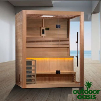 Golden-Designs-Hanko-2-Person-Steam-Sauna-Under-Covered-Back-Patio-Area