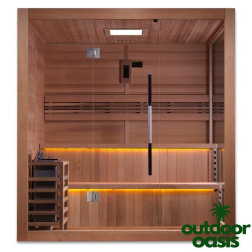 Kuusamo-6-Person-Steam-Sauna-Front-Side-View-with-White-Background