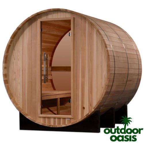 Zurich-4-Person-Steam-Barrel-Sauna-Front-Right-Side-View-with-White-Background