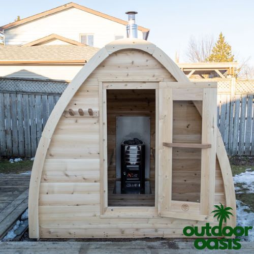 Dundalk-Leisurecraft-2-Person-"MiniPOD"-Sauna-with-Front-Door-Open