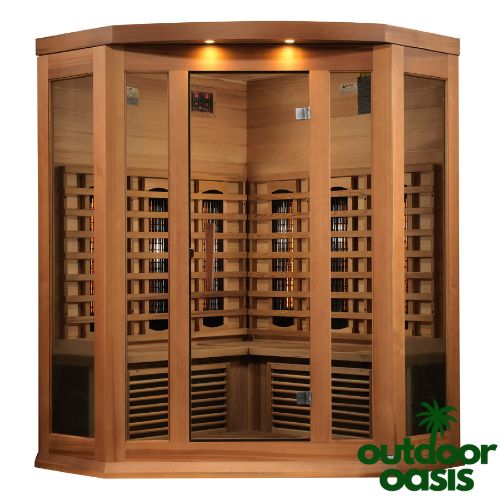 Maxxus 3 Person Corner Full-Spectrum Indoor Infrared Sauna Front Side View