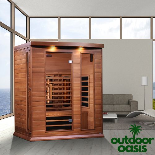 Maxxus 3 Person Full-Spectrum Indoor Infrared Sauna Left Side View in Home