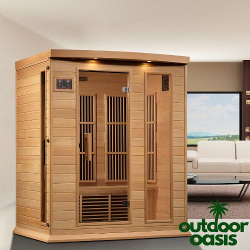 Maxxus Near-Zero 3 Person Infrared Sauna Left Side View Inside Home