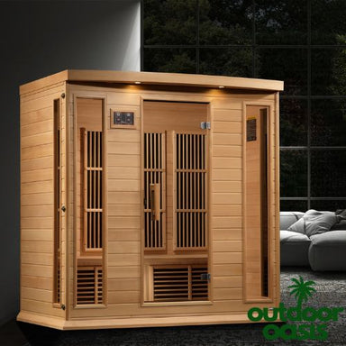 Maxxus Near-Zero 4 Person Infrared Sauna Left Side View inside Home