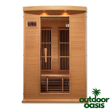 Maxxus-2-Person-Low-EMF-FAR-Infrared-Sauna-Front-Side-View-with-White-Background