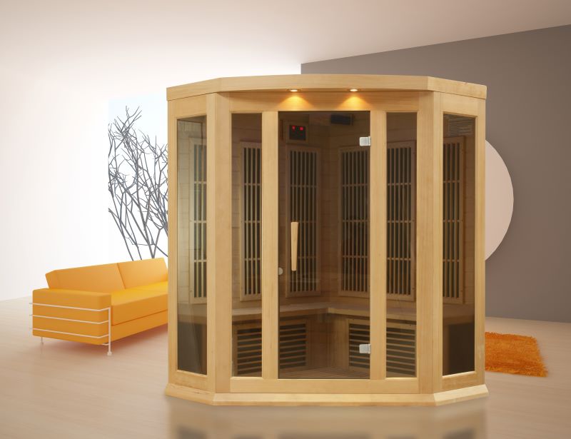 3 Person Corner Indoor Infrared Sauna by Maxxus Lifestyle View