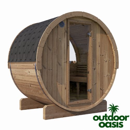 SaunaLife-E6W-Barrel-Sauna-Front-Left-Side-View-with-White-Background