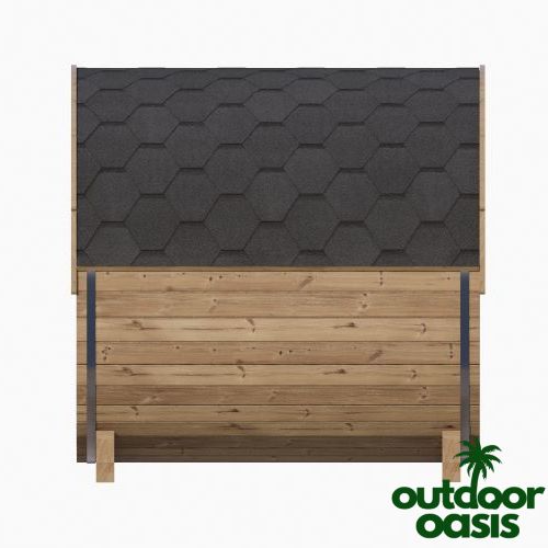 Saunalife-E7G-Traditional-Barrel-Sauna-with-Asphalt-Roofing-Kit-Installed