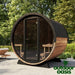 SaunaLife "EE8G" Barrel Sauna Front Right Side View in Backyard