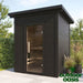 "G2" Home Sauna Kit by SaunaLife Front Right Side View in Backyard Painted Black