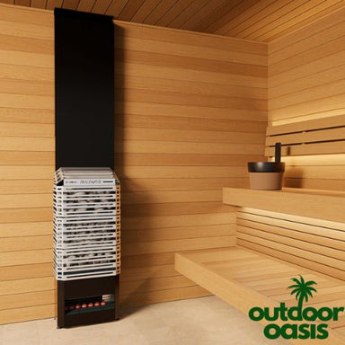 Saunum-Air-Series-Steam-Heater-Front-Side-View-in-Sauna-Room-with-Benches